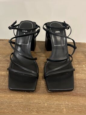 Zara block heel strappy sandals